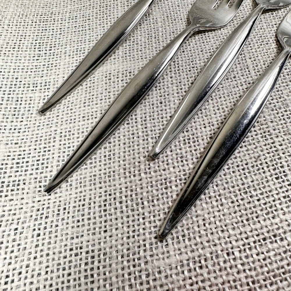 EbbTide Stainless USA Salad Forks Set of 4 Mid‎ Century Modern Flatware replace